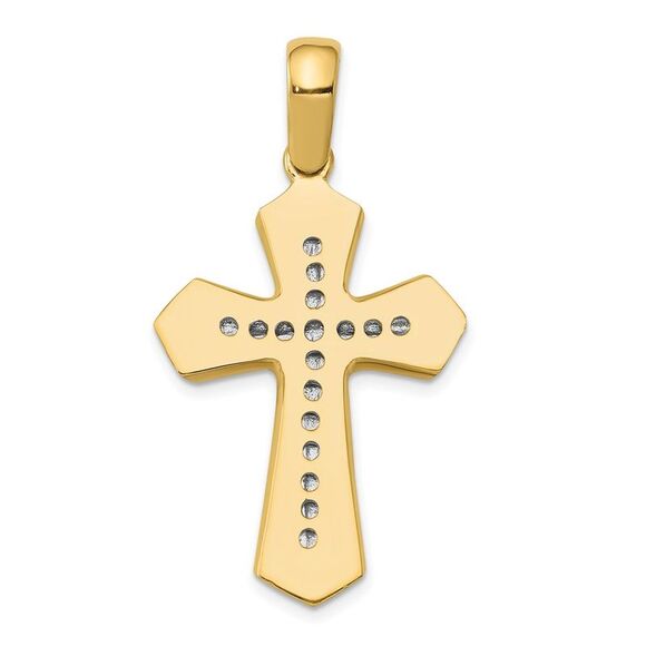 14k Two Tone Gold Solid Rope Cross Pendant, 22 x 43mm - Picture 3 of 5